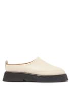 Ladies Shoes Wandler - Rosa Leather Backless Loafers - Womens - Cream