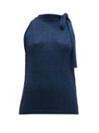 Matchesfashion.com Missoni - Tie Neck Metallic Top - Womens - Navy