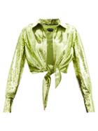 Tom Ford - Liquid Sequins Waist-tie Top - Womens - Green