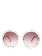 Matchesfashion.com Chlo - Carlina Round Metal Sunglasses - Womens - Purple Gold