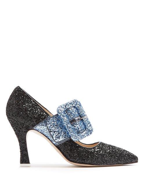 Matchesfashion.com Attico - Elsa Bi Colour Glitter Pumps - Womens - Black Blue
