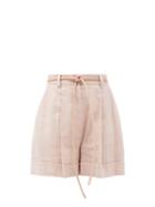 Matchesfashion.com Zimmermann - Luminous Belted Linen-blend Shorts - Womens - Dusty Pink
