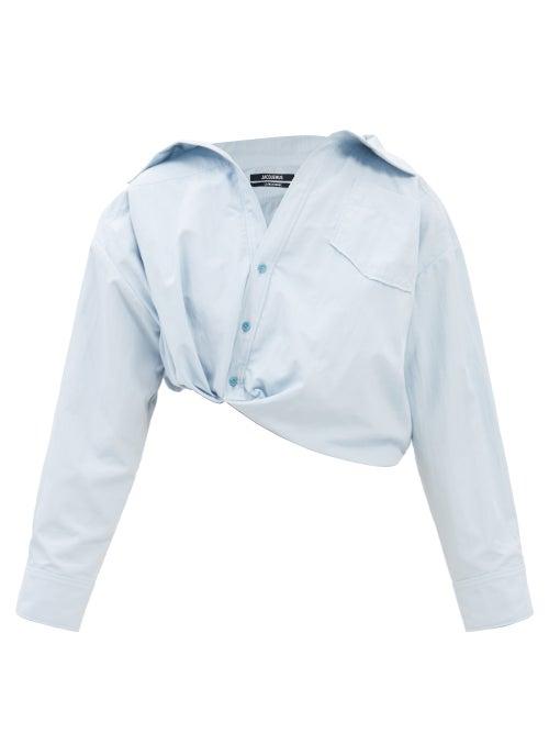 Jacquemus - Mejean Cropped Poplin Shirt - Womens - Light Blue