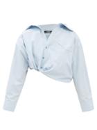 Jacquemus - Mejean Cropped Poplin Shirt - Womens - Light Blue