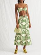 Johanna Ortiz - Sunlight Silk Floral-print Skirt - Womens - Cream Green