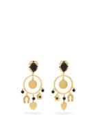 Matchesfashion.com Dolce & Gabbana - Faux Onyx Hoop And Charm Earrings - Womens - Gold