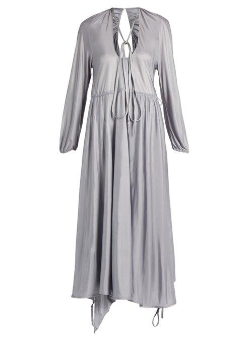 Matchesfashion.com Vetements - Wrap Skirt Satin Jersey Midi Dress - Womens - Silver