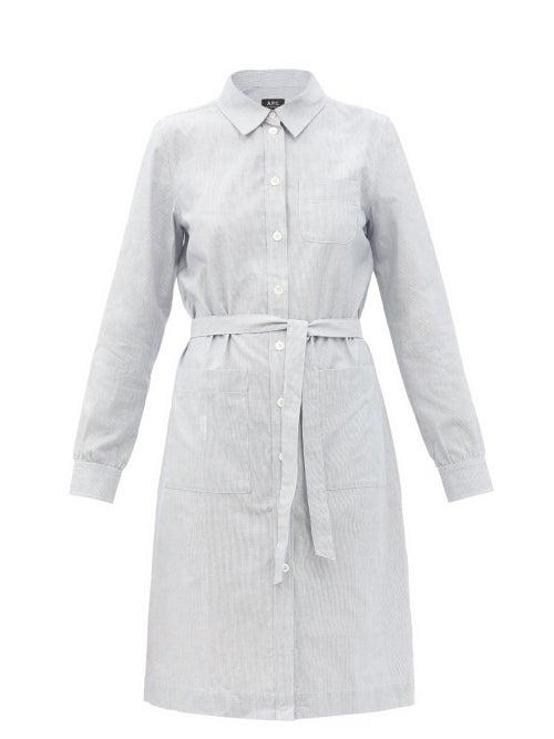 Matchesfashion.com A.p.c. - Emmanuelle Striped Cotton-poplin Shirt Dress - Womens - White Multi