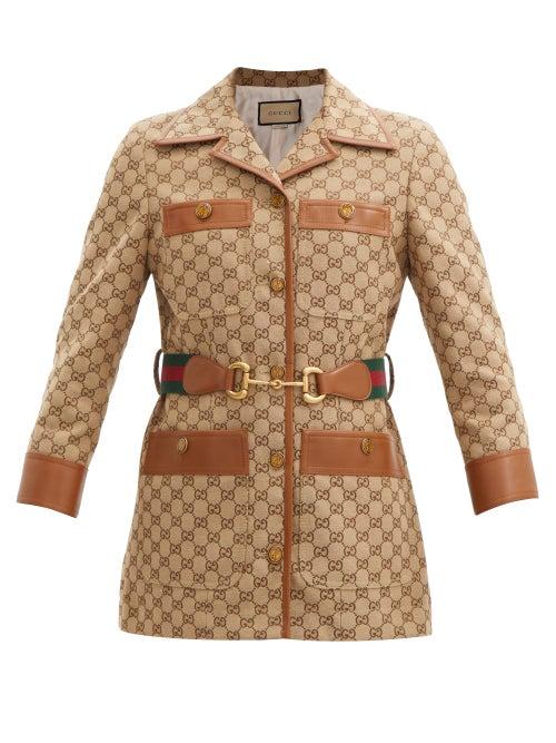 Gucci - Gg-jacquard Safari Jacket - Womens - Camel