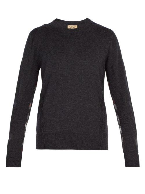Matchesfashion.com Burberry - Checked Wool Sweater - Mens - Grey