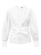 Ladies Rtw Proenza Schouler - Knot-front Cotton-poplin Top - Womens - White