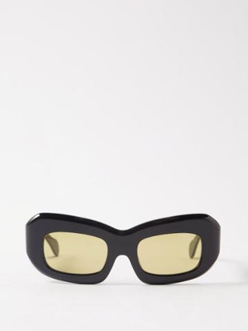 Port Tanger - Baraka Rectangular Acetate Sunglasses - Womens - Black Green