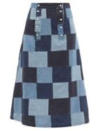 Matchesfashion.com Batsheva - Suffragette High-rise Patchwork-denim Skirt - Womens - Mid Denim