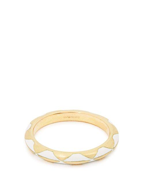 Matchesfashion.com Marc Alary - Enamel & Yellow Gold Ring - Womens - White