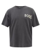 Bode - Pearly Button-logo Cotton-jersey T-shirt - Mens - Grey