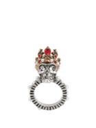 Alexander Mcqueen King Skull Crystal And Pearl-embellished Ring