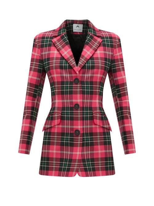 Matchesfashion.com Marine Serre - Single Breasted Tartan Blazer - Womens - Pink Multi