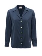 Matchesfashion.com S.a.r.k - Daily Dose Pill-button Silk Shirt - Womens - Navy