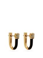 Matchesfashion.com Melissa Kaye - Aria Diamond, Enamel & 18kt Gold Earrings - Womens - Black Multi