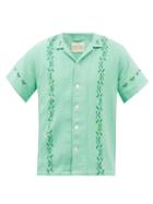 Harago - Birdsong Cross-stitched Cotton Shirt - Mens - Green