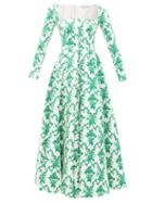 Matchesfashion.com Emilia Wickstead - Tessa Floral-print Faille Dress - Womens - Green White