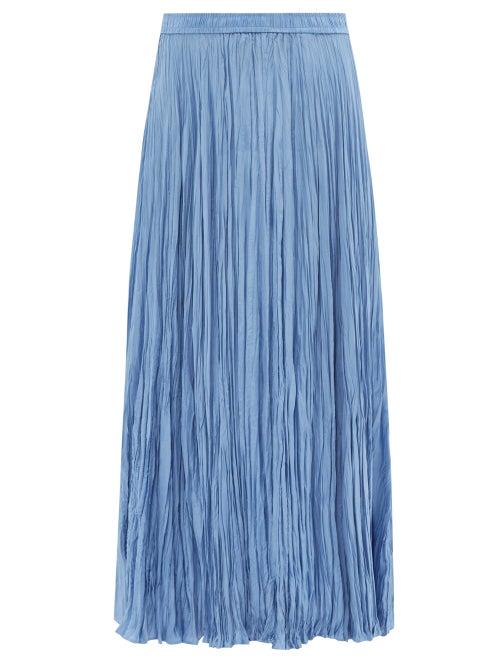 Joseph - Sanko Crinkle-pliss Silk-habotai Skirt - Womens - Light Blue