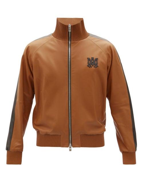 Matchesfashion.com Amiri - M.a. Logo-appliqu Plong-leather Track Jacket - Mens - Brown