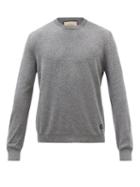 Gucci - Gg-embroidered Cashmere Sweater - Mens - Dark Grey
