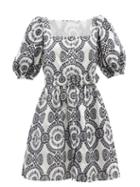 Borgo De Nor - Dominique Cotton-blend Poplin Mini Dress - Womens - Navy White