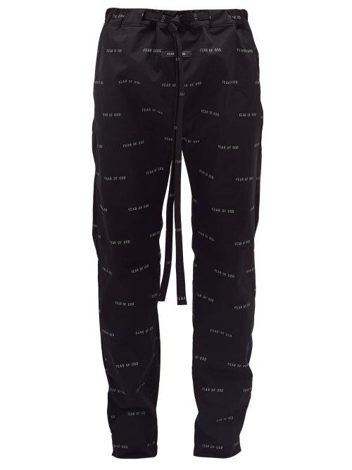 Matchesfashion.com Fear Of God - Logo-print Technical-gabardine Track Pants - Mens - Black