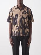 Alexander Mcqueen - Graffiti-logo Cotton Short-sleeved Shirt - Mens - Beige Black