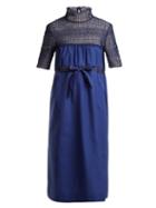 Matchesfashion.com Thierry Colson - Elizabethan Contrast Panel Cotton Dress - Womens - Navy