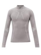 Falke Ess - High-neck Quarter-zip Wool-blend Track Top - Mens - Grey