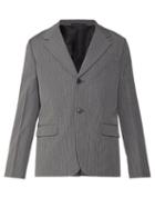 Matchesfashion.com Prada - Single Breasted Pinstriped Wool Blend Blazer - Mens - Grey