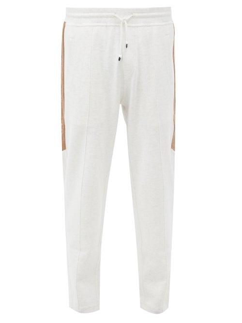Matchesfashion.com Brunello Cucinelli - Corduroy Side-stripe Cotton-blend Track Pants - Mens - Light Grey