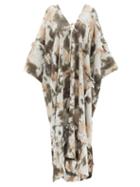 Ladies Beachwear Fil De Vie - Zadie Tie-dye Linen Kaftan Dress - Womens - Green Multi