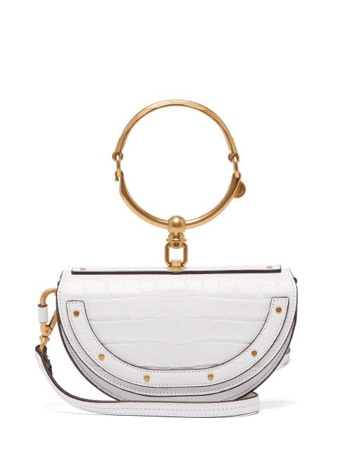 Matchesfashion.com Chlo - Nile Minaudire Crocodile Effect Leather Clutch - Womens - White
