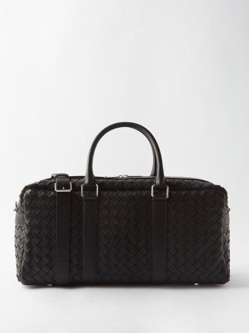 Bottega Veneta - Intrecciato-leather Holdall - Mens - Black Silver