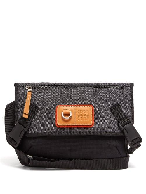 Matchesfashion.com Eye/loewe/nature - Leather-trimmed Canvas Cross-body Bag - Mens - Black