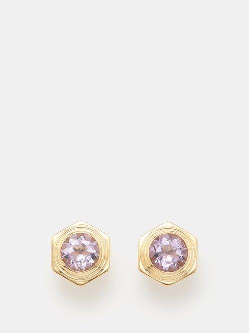 Harwell Godfrey - Hexed Amethyst & 18kt Gold Earrings - Womens - Purple Multi