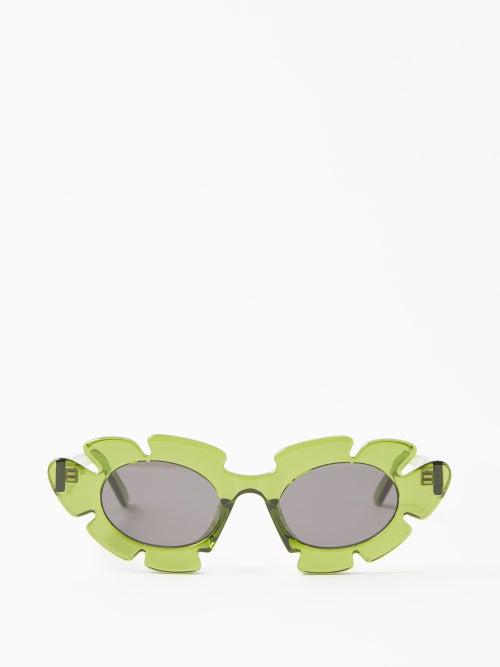 Loewe X Paulas Ibiza Eyewear - Flower Cat-eye Acetate Sunglasses - Womens - Green