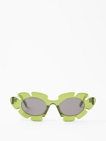 Loewe X Paulas Ibiza Eyewear - Flower Cat-eye Acetate Sunglasses - Womens - Green