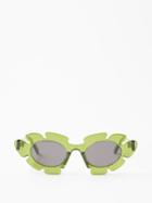 Loewe X Paulas Ibiza Eyewear - Flower Cat-eye Acetate Sunglasses - Womens - Green
