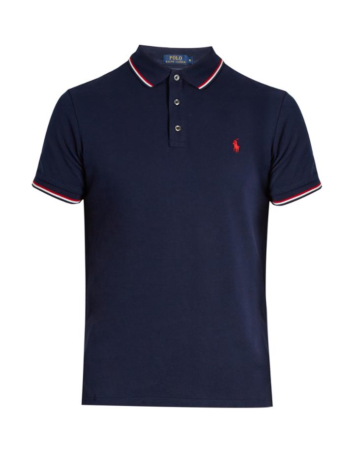 Polo Ralph Lauren Striped-trim Cotton-piqu Polo Shirt