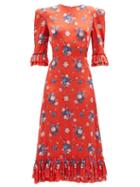 Matchesfashion.com The Vampire's Wife - The Falconetti Floral-print Silk Midi Dress - Womens - Red Multi