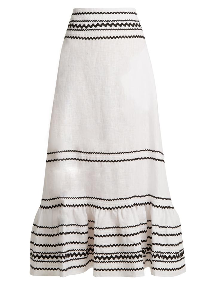 Lisa Marie Fernandez Fiesta Ric-rac Trimmed Linen Maxi Skirt