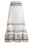 Lisa Marie Fernandez Fiesta Ric-rac Trimmed Linen Maxi Skirt