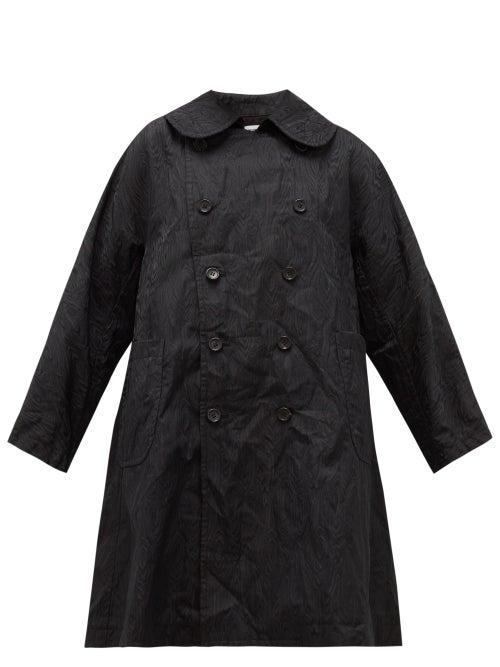 Matchesfashion.com Comme Des Garons Comme Des Garons - Crinkled-moir Double-breasted Coat - Womens - Black