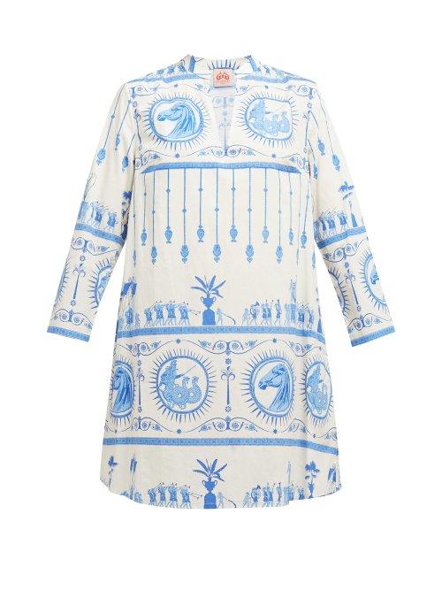 Matchesfashion.com Le Sirenuse, Positano - Diefenbach Print Charlotte Cotton Kaftan - Womens - White Print