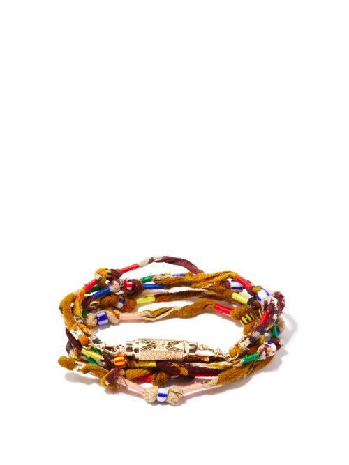 Matchesfashion.com Marie Lichtenberg - Sari Cord & 9kt Gold Charm Bracelet - Mens - Gold Multi
